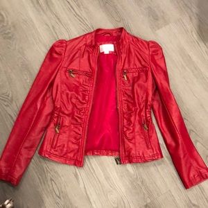 Red leather jacket